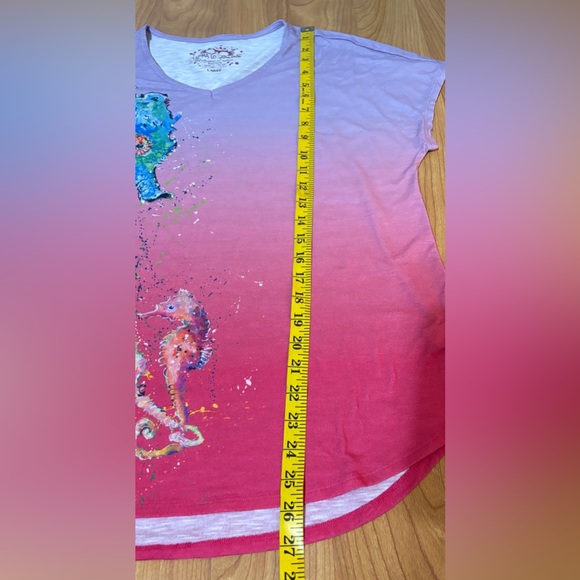 Leoma Lovegrove Colorful Seahorse Print Short Sleeve Blouse Large - Picture 7 of 11